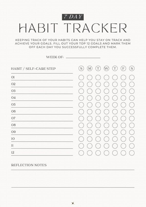 Weekly Habit Tracker Printable Instant Download | Etsy