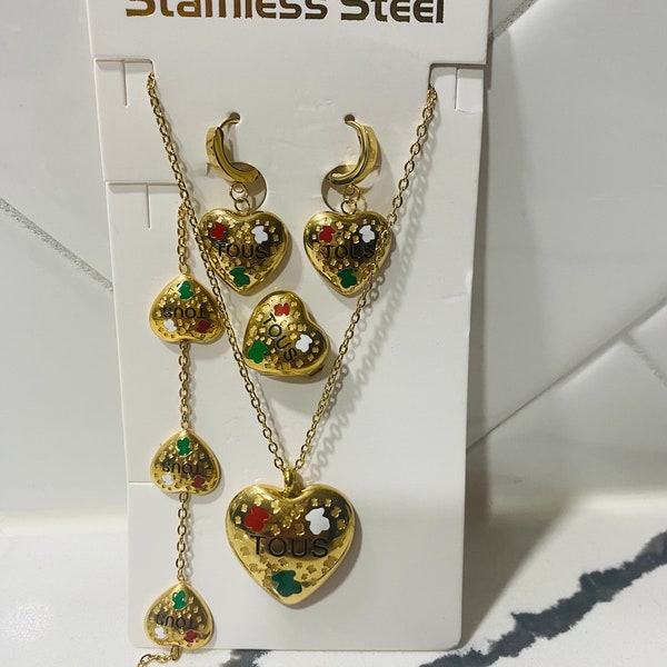 Tous stainless steel jewelry set