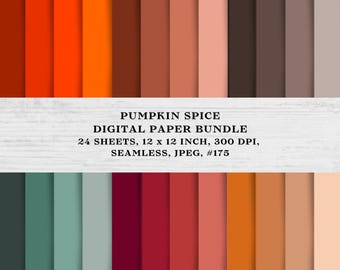 Pumpkin Spice Digital Paper Bundle, Seamless Digital Paper, Crafting, Designs, Scrapbooking, Digital Download, 300 dpi, #175.