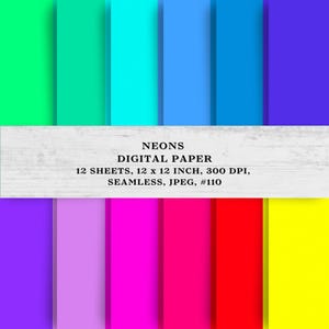 Neon Digital Paper, Neons, Seamless Digital Paper, Crafting, Designs, Scrapbooking, Digital Download, Neon, 300 dpi, #110.
