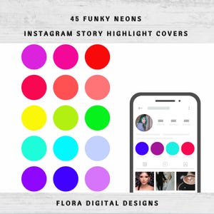 Neon Colours Instagram Story Highlight Covers, Ready To Use, Easy To Upload, 45 Highlight Covers, Social Media Icons, Neons, JPEG.