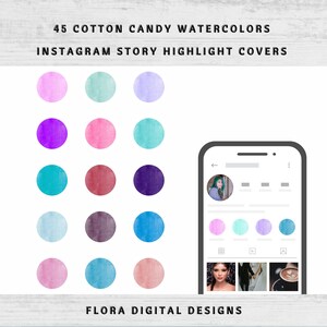 Cotton Candy Watercolor Instagram Story Highlight Covers, Ready To Use, Easy To Upload, 45 Highlight Covers, Social Media Icons, JPEG.