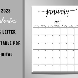2023 Monthly Calendar Printable PDF Digital Goodnotes 5 - Etsy Canada