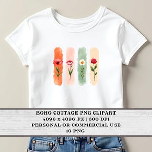 Boho Cottage PNG Clipart, 10 PNG, Watercolor Clipart.  300 DPI High Resolution, Brushstroke Clipart, Personal or Commercial Use.