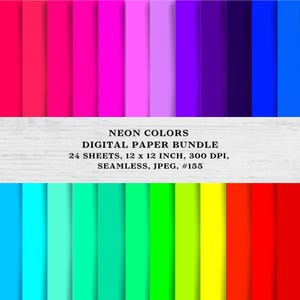 Neon Farben Digitales Papier Bundle, Neons, nahtloses digitales Papier, Basteln, Designs, Scrapbooking, digitaler Download, Neons, 300 dpi, #155.