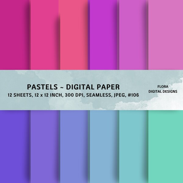Pastel Digital Paper Etsy