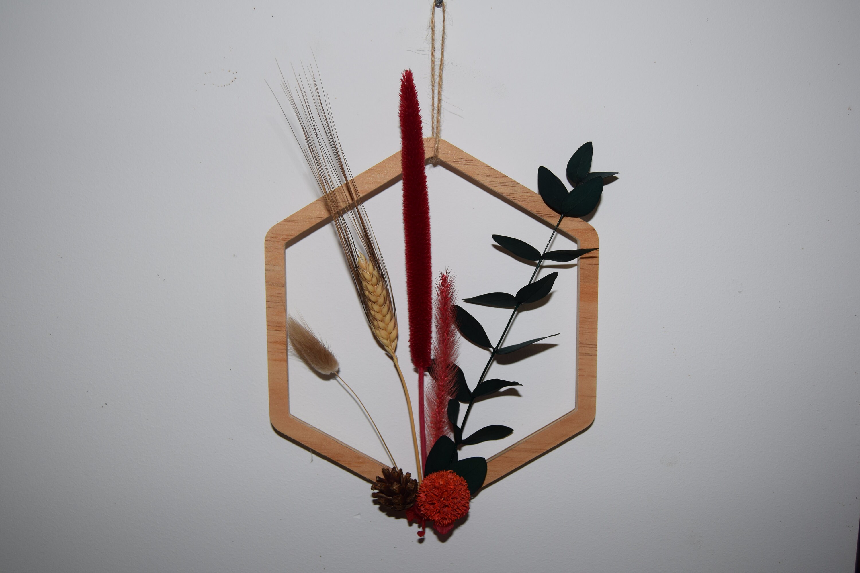 Décoration Murale Hexagone Fleurs Séchées