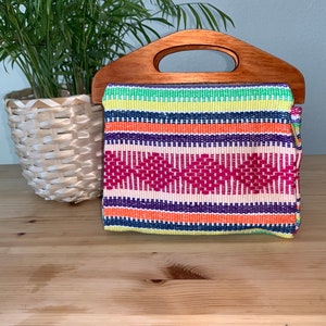 Mexican woven/wood frame purse