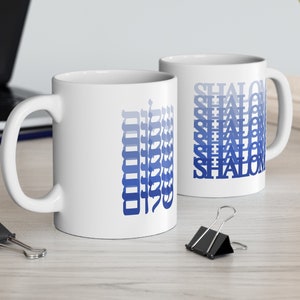 Taza de café Shalom con colores degradados, 11 oz, idea de regalo para taza de café hebreo, vajilla de inspiración hebrea, moderna taza de café Shalom