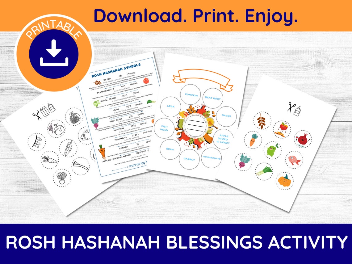 Printable Rosh Hashanah Activities Rosh Hashanah Kids Rosh Etsy