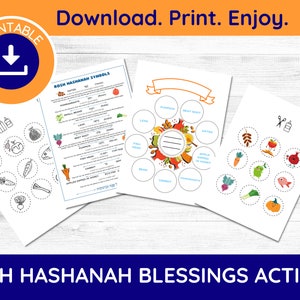 Druckbare Rosh Hashanah Aktivitäten, Rosh Hashanah Kids, Rosh Hashanah druckbare, jüdische Neujahrssymbole, Shana Tova druckbare