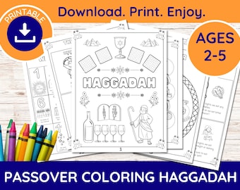 Printable Coloring Haggadah for Kids Ages 2-5, Passover for Children, Passover for Kids