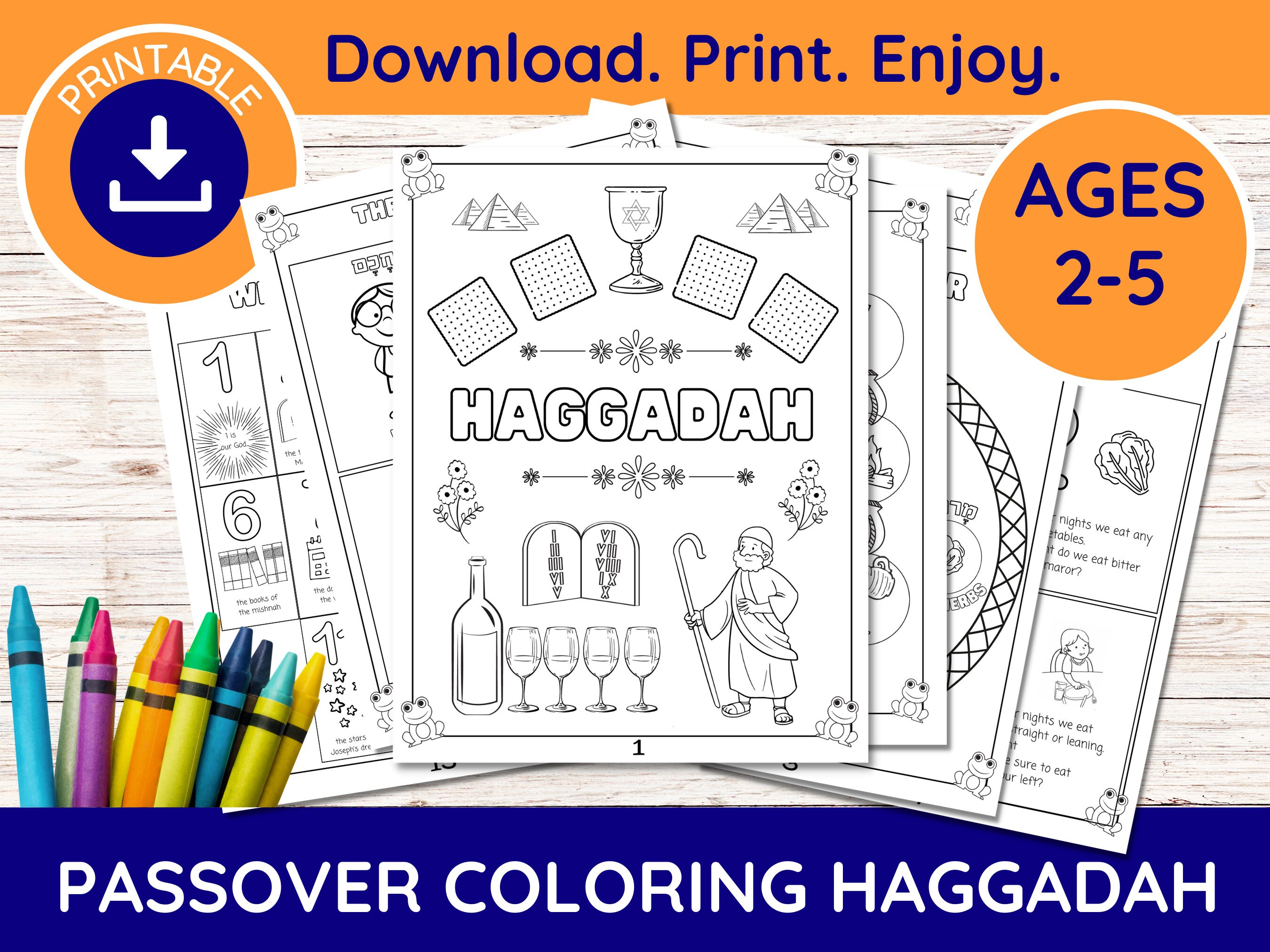 Printable Coloring Haggadah For Kids Passover Activities Etsy