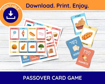 Passover Card Game - Matzah War, Hebrew Flash Cards, Hebrew Activity, Hebrew Kids