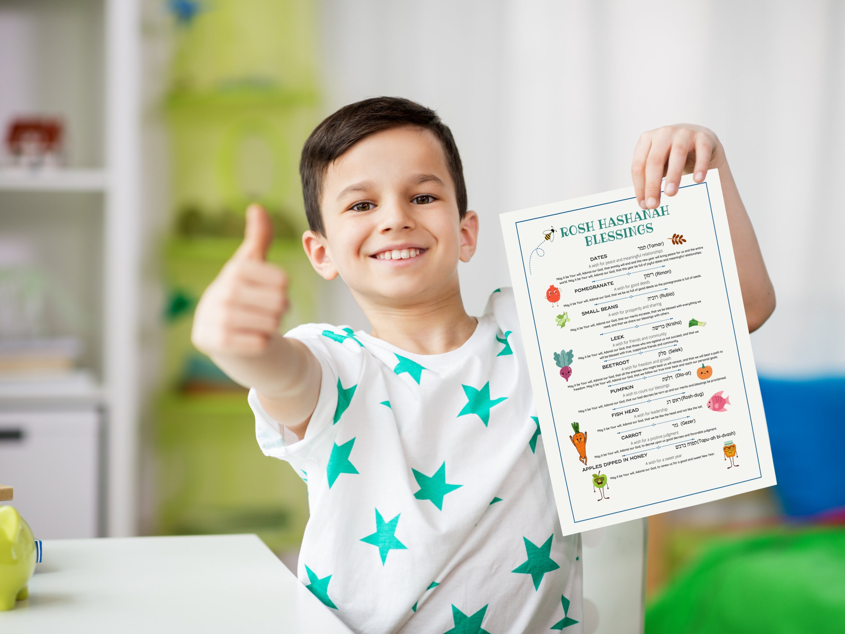 Printable Rosh Hashanah Blessings Pamphlet for Kids, Rosh Hashanah Kids ...