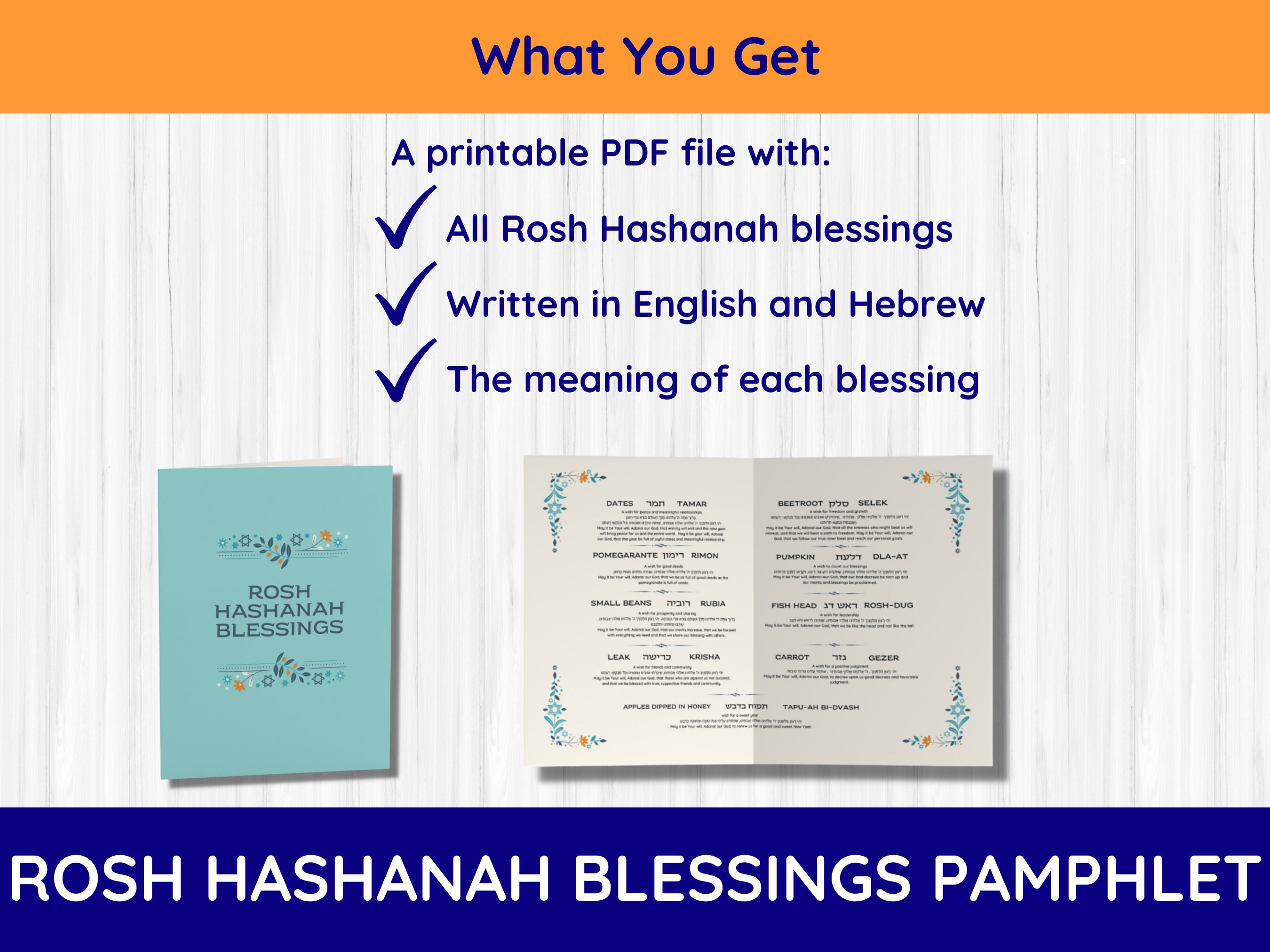 Printable Rosh Hashanah Blessings Pamphlet Rosh Hashanah Card Etsy