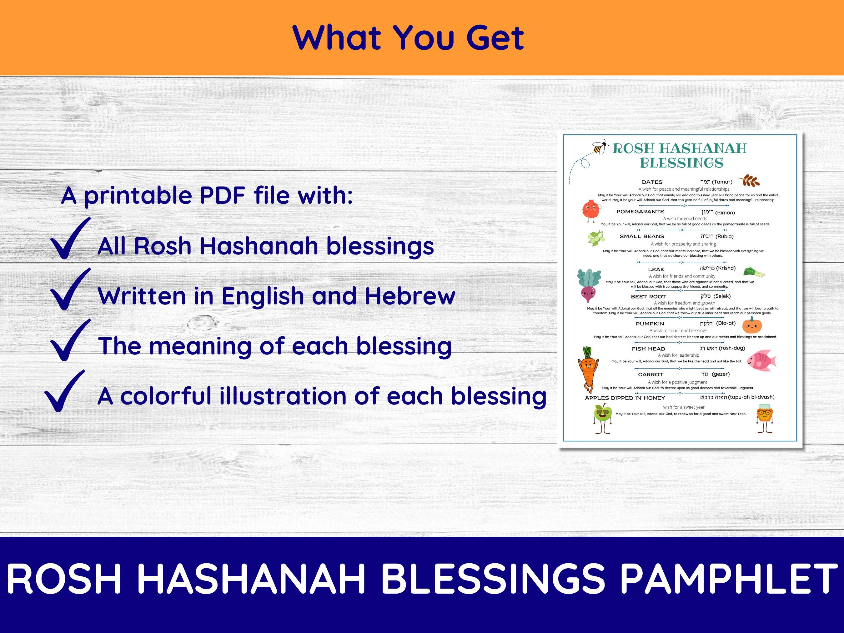 Printable Rosh Hashanah Blessings Pamphlet for Kids Rosh Etsy