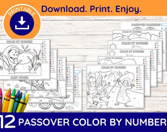 Printable Passover Color by Number, Printable Passover Activities, Passover for Children, Passover Games, Passover for Kids,Seder Activities