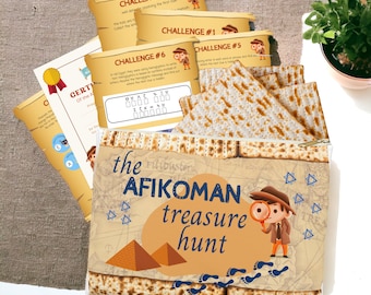 Afikoman Bag with Treasure Hunt Game, Passover Escape Room, Passover for Kids