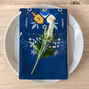 Lot de 4 serviettes de table Hanoucca, serviettes de table de Hanoucca, serviettes de table de Hanoucca, décorations de Hanoucca, décorations de Hanoucca, cadeaux de Hanoucca