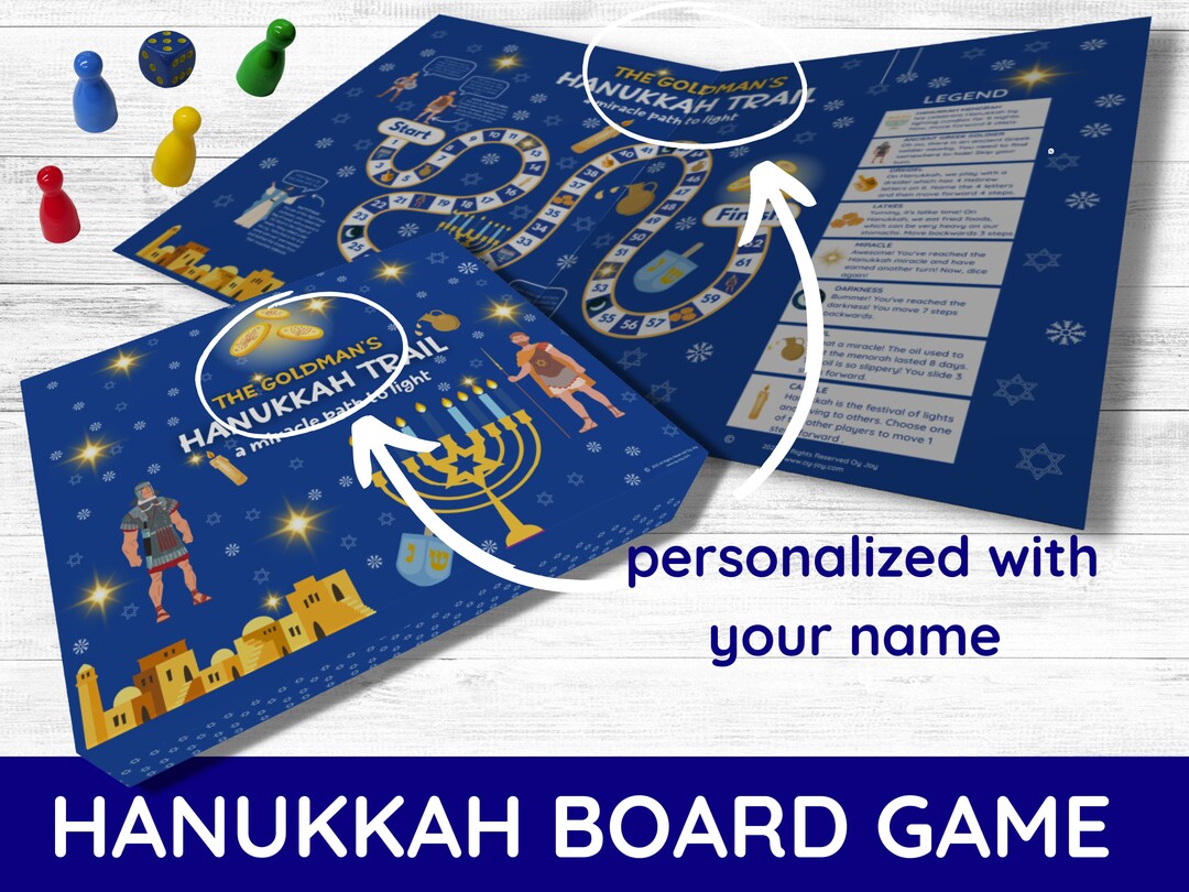 Personalized Hanukkah Board Game, Hanukkah Games, Chanukah Games