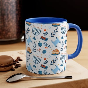 Hanukkah Mug, Chanukah Mug, Hebrew Mug, Hebrew Coffee Mug, Jewish Mug, Judaica Mug, Jewish Gifts for Women, Hanukkah Gifts