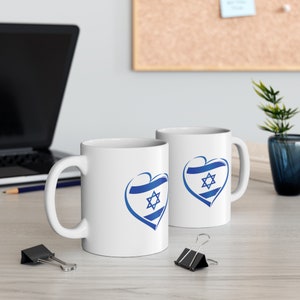 Israel Flag in Heart Mug 11oz Jewish Pride Coffee Cup I Love Israel Mug Heart Flag Design Coffee Cup Israel Supporter Mug Jewish Gift Mug