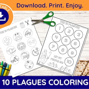 Printable Coloring Passover Ten Plagues, Printable Passover Activities, Passover for Children, Passover for Kids, Seder Activities