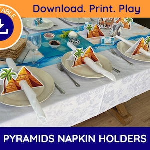 Printable Pyramids Napkin Holder, Passover Decorations, Passover Table Decor, Seder Decoration, Pesach Decorations