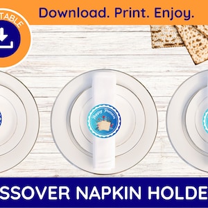 Printable Passover Napkin Holders, Passover Table Decor, Passover Decor, Passover Decorations, Seder Decoration