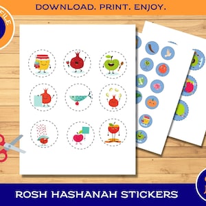 Rosh Hashana Stickers ~ Print At Home Jüdische Neujahr Symbole Sticker Sheet