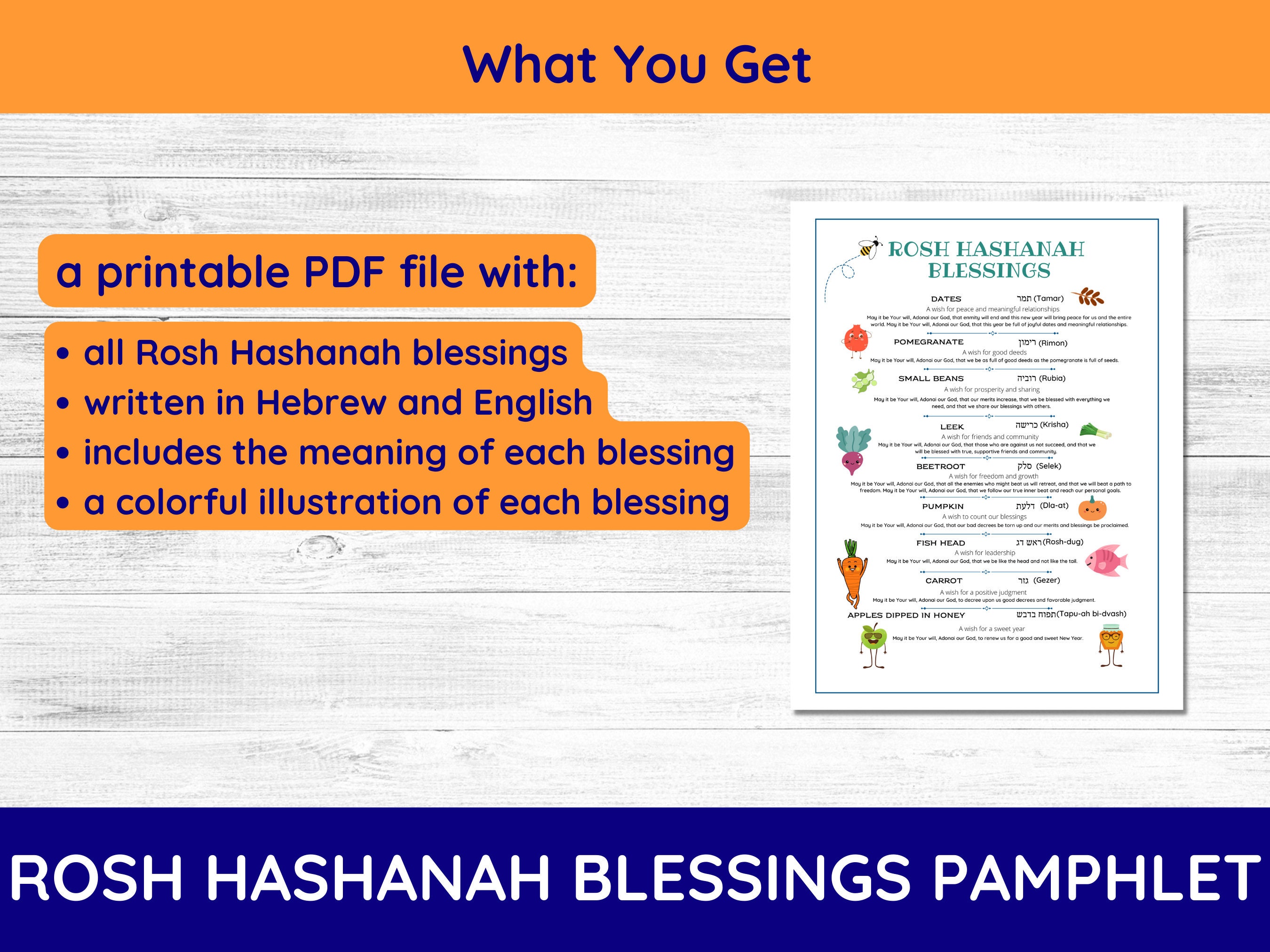 Printable Rosh Hashanah Blessings Pamphlet for Kids, Rosh Hashanah Kids ...