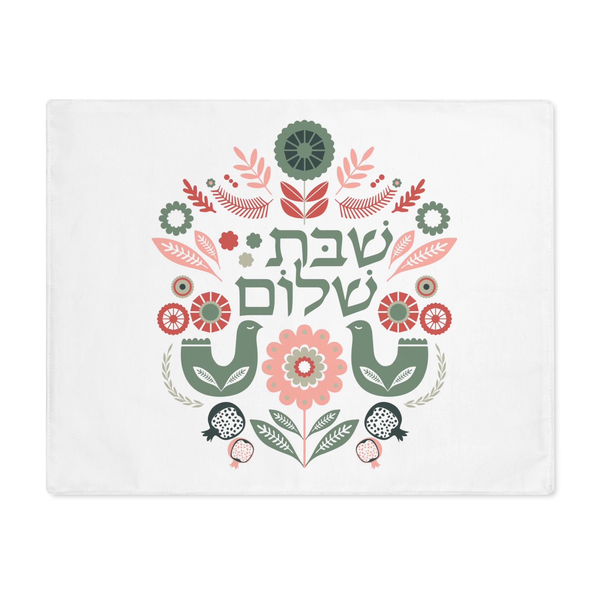 Shabbat Challah Cover - Multicolor Flowers Of Paradise Linen With Hebrew Blessing, Judaica Gift For Holidays & Home (20x17 Inch)