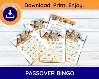 Printable Bingo Passover Game, Printable Passover Activities, Passover for Children, Passover for Kids, Seder Activities