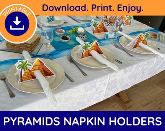 Printable Pyramids Napkin Holder, Passover Decorations, Passover Table Decor, Seder Decoration, Pesach Decorations