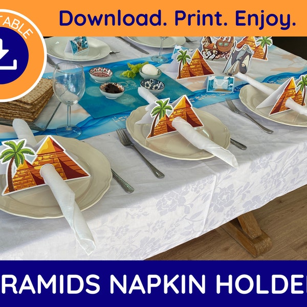 Printable Pyramids Napkin Holder, Passover Decorations, Passover Table Decor, Seder Decoration, Pesach Decorations