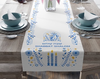 Shabbat Table Runner Shabbat Table Shabbat Shalom Jewish Gifts Jewish Home Jewish Home Decor Jewish Decor Jewish Decoration