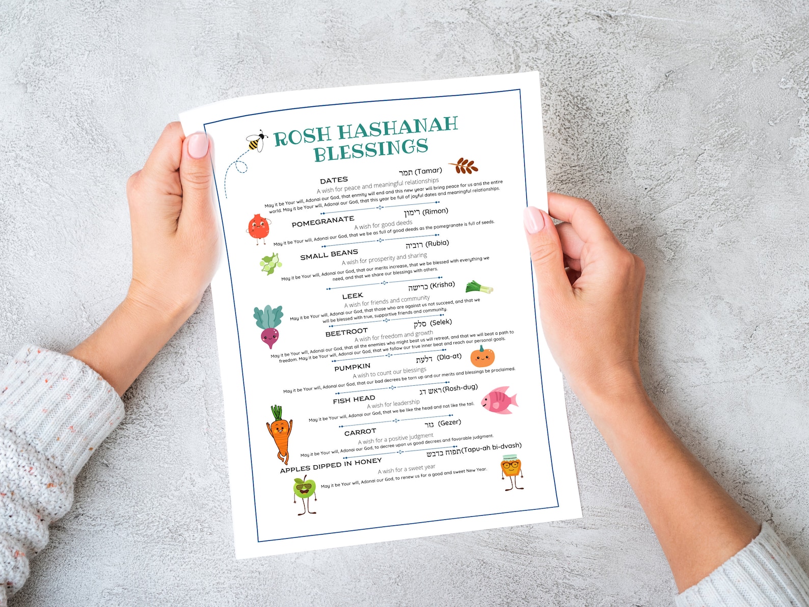 Printable Rosh Hashanah Blessings Pamphlet for Kids, Rosh Hashanah Kids ...