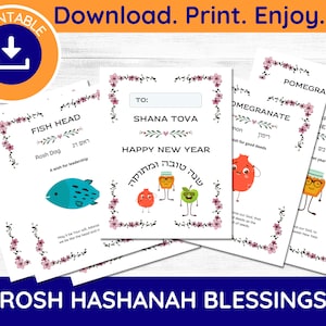 10-seitiger Printable Rosh Hashanah Segen für Kinder Rosh Hashanah Kinder Rosh Hashanah Tabelle Jüdisches Neujahr Symbole Shana Tova Printable