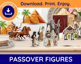 Printable Passover Figures, Seder Decoration, Passover Decorations Israelite, Passover Table Decor, Passover Decorations, Passover Decor