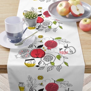 Runner da tavola per Rosh Hashanah, decorazioni per Rosh Hashanah, regalo per Rosh Hashanah, melograno, regalo ebraico per Rosh Hashanah