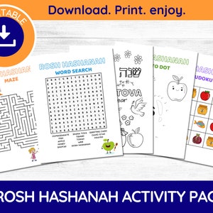 5 pages d'activités imprimables de Roch Hachana pour enfants, activités de Roch Hachana à imprimer, Roch Hachana à imprimer, enfant de Roch Hachana, jeu de Roch Hachana