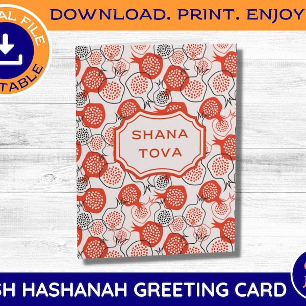 Printable Rosh Hashanah Greeting Card, Rosh Hashanah Card Printable, Rosh Hashanah Cards, Rosh Hashanah Printable, Rosh Hashanah Gift
