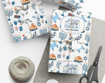 Personalized Hanukkah Gift Wrap Paper, Hanukkah Wrapping Paper, Chanukah Wrapping Paper