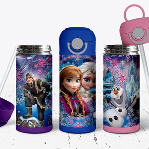 Disney Frozen 2 Kids Water Bottle Set with Reusable Straws and