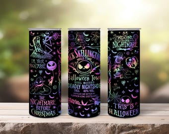 20oz Rainbow Nightmare tumbler Stainless steel custom Halloween personalize