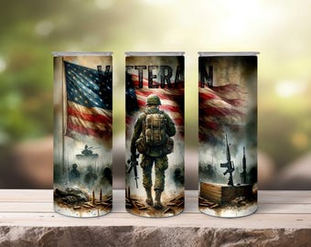 20oz Stainless steel Veteran tumbler personalized patriot