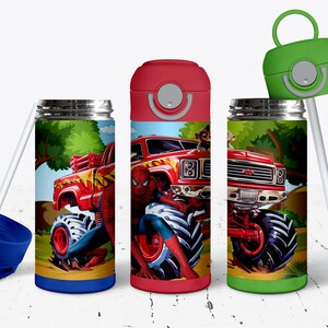 Monster truck cup with cartoon man