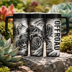 Laser Engraved Jeep Tumbler: 40oz Stainless Steel Off Road Gift etched
