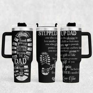 40oz laser engraved step dad stepped up personalized tumbler stainless steel